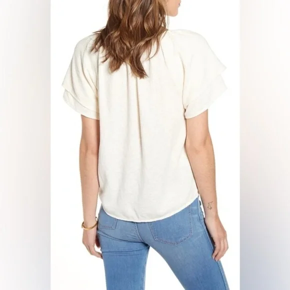 Madewell Texture & Thread sleeve top in bright Ivory  SZ. S - Picture 2 of 9